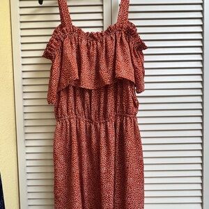 Liberty Love Women’s 2XL Rust Orange & White polka dot short ruffle Summer Dress